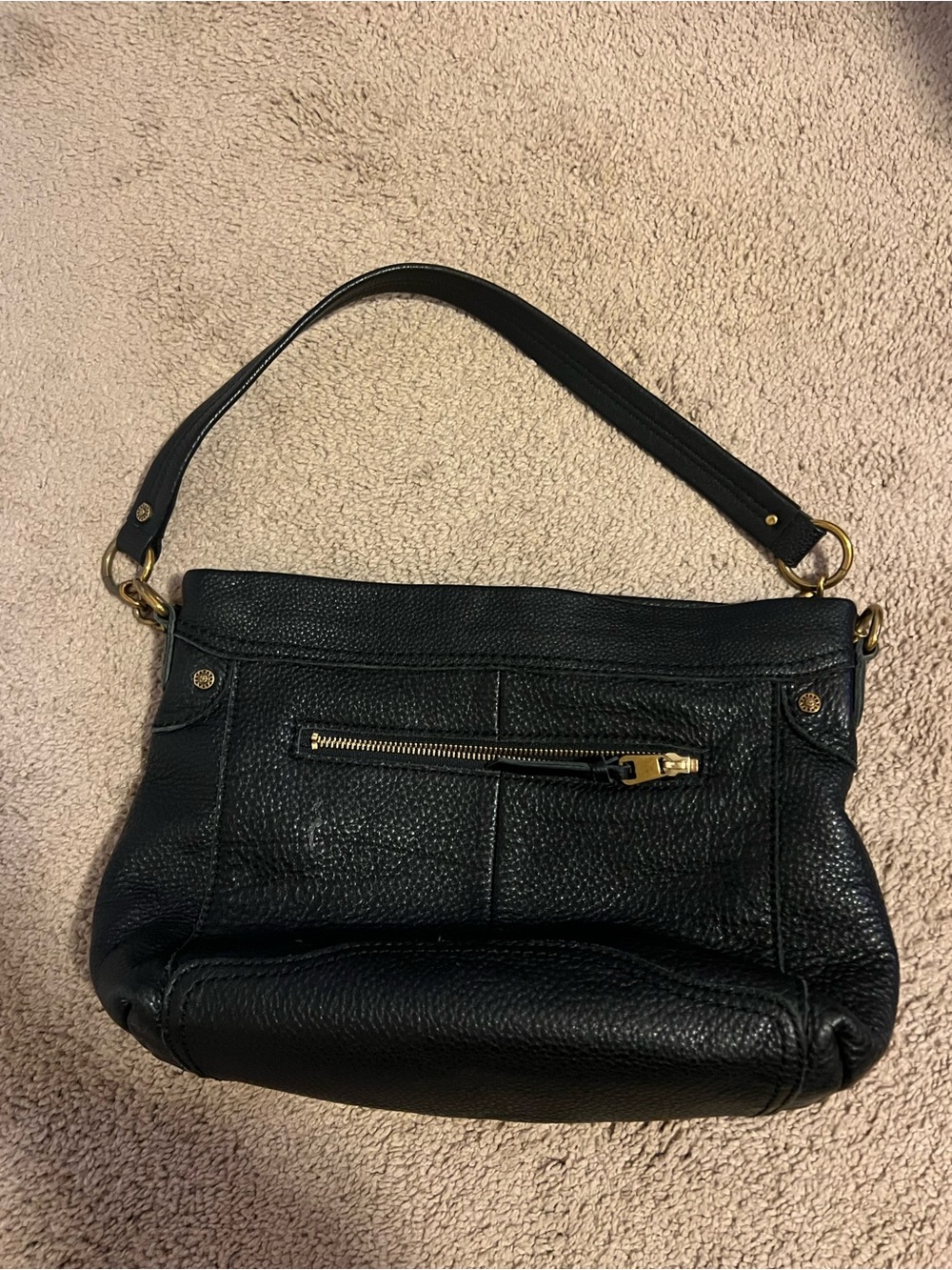 The Sak Black Leather Shoulder Bag with Gold Hardware